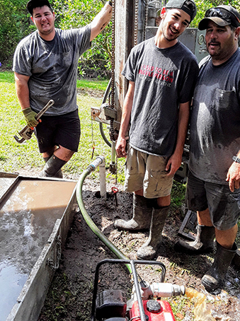 The Morin family. Jon, Jonjon and Nick drilling deep wells